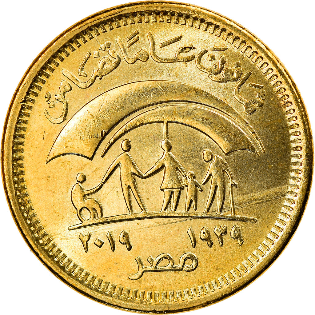 Moneta, Egipt, 80 ans de solidarité, 50 Piastres, 2019, MS(63), Mosiądz
