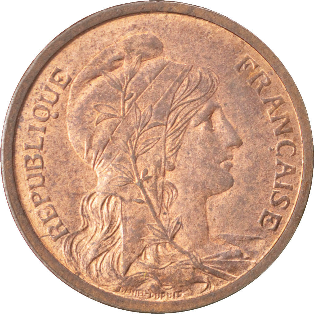 FRANCE, Dupuis, 2 Centimes, 1914, Paris, KM #841, MS(60-62), Bronze, 20.2,...