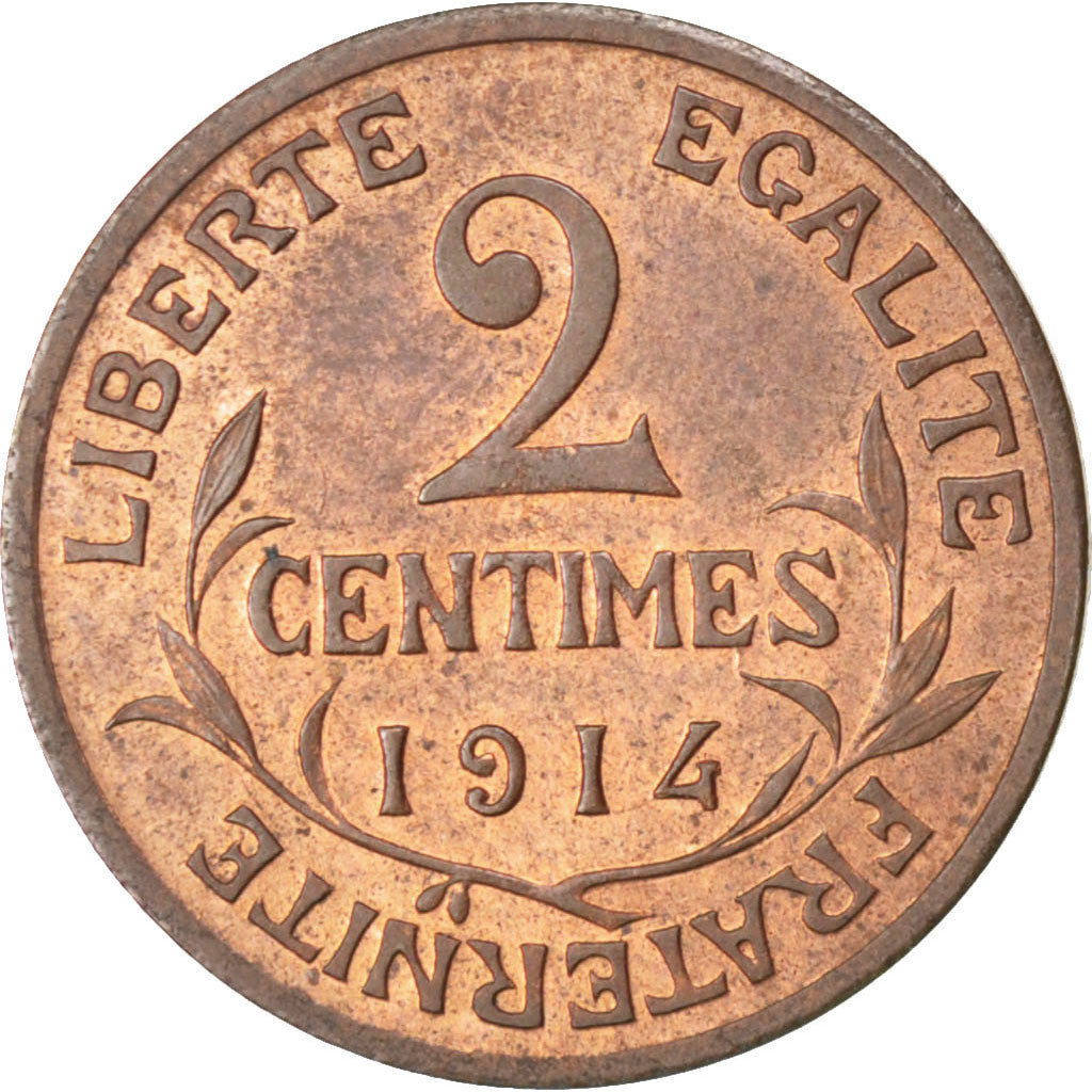 FRANCE, Dupuis, 2 Centimes, 1914, Paris, KM #841, MS(60-62), Bronze, 20.2,...