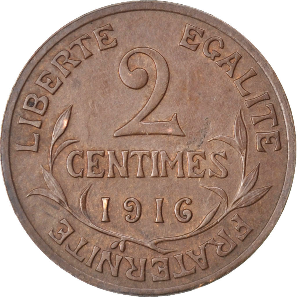 FRANCE, Dupuis, 2 Centimes, 1916, Paris, KM #841, EF(40-45), Bronze, 20.2,...