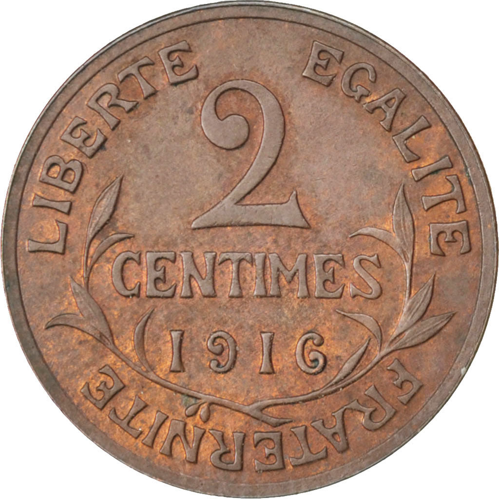 FRANCE, Dupuis, 2 Centimes, 1916, Paris, KM #841, EF(40-45), Bronze, 20.2,...