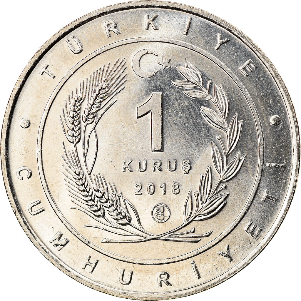 Moneta, Turcja, Blue-Cheeked Bee-Eater, Kurus, 2018, MS(63), Nickel Silver