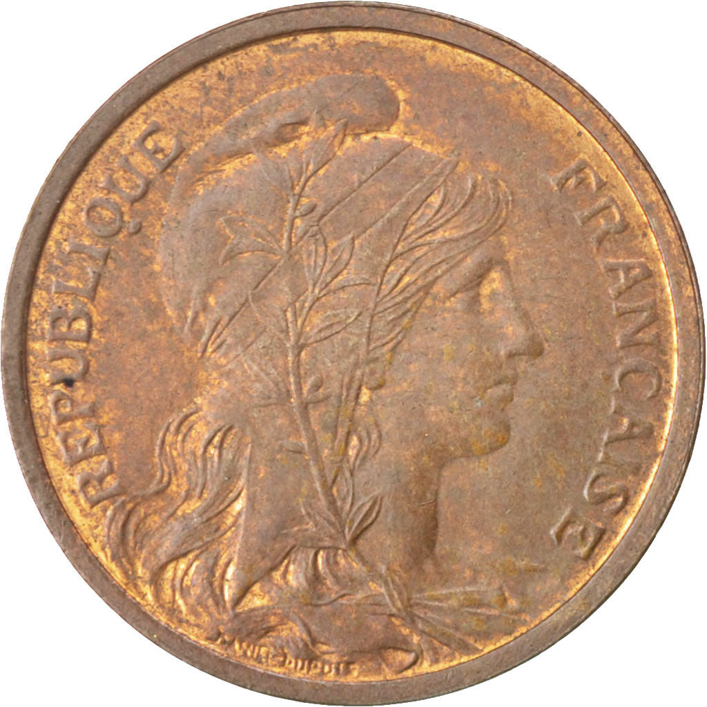 FRANCE, Dupuis, 2 Centimes, 1919, Paris, KM #841, AU(50-53), Bronze, 20.2,...