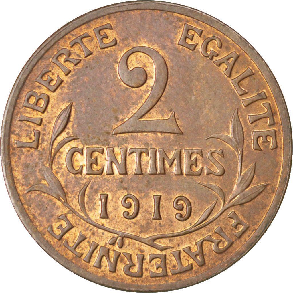 FRANCE, Dupuis, 2 Centimes, 1919, Paris, KM #841, AU(50-53), Bronze, 20.2,...