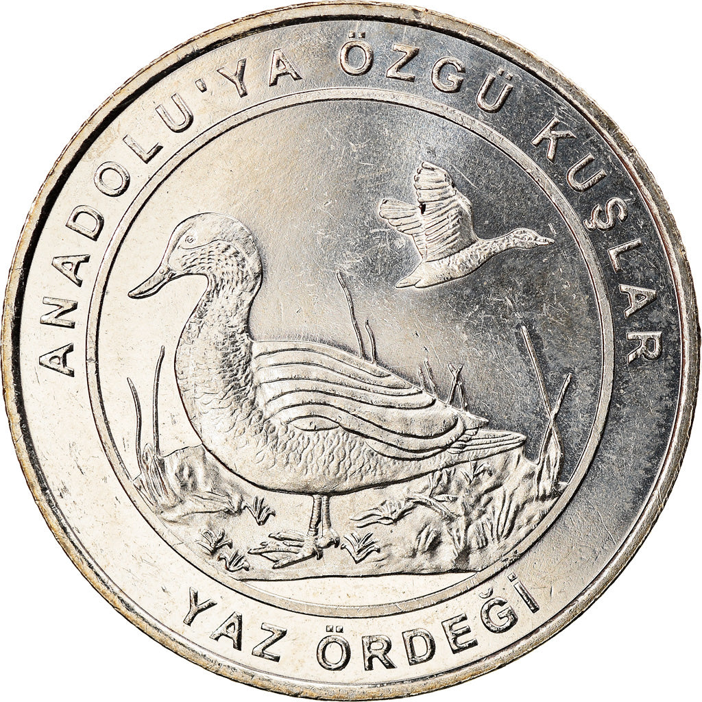 Moneta, Turcja, Marbled Duck, Kurus, 2018, MS(63), Nickel Silver