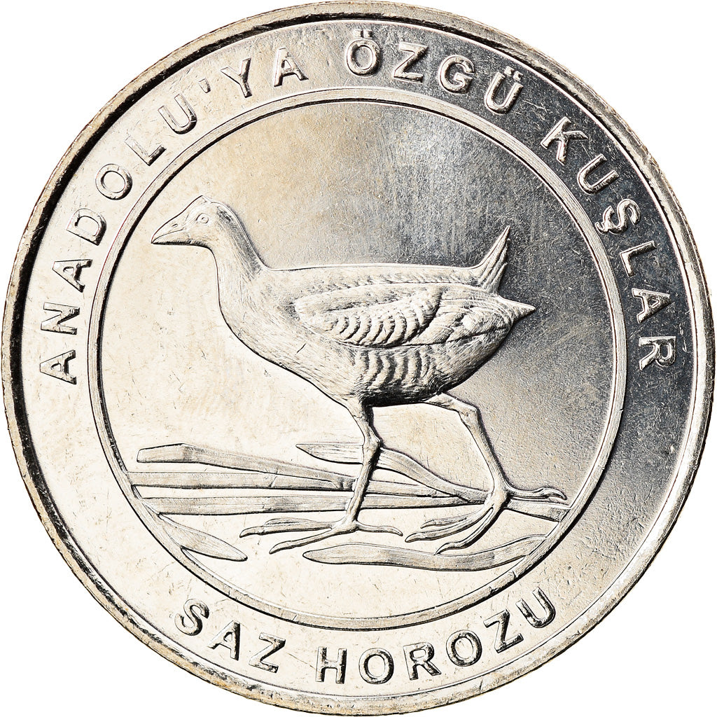 Coin, Turkey, Western Swamphen, Kurus, 2018, MS(63), Nickel Silver