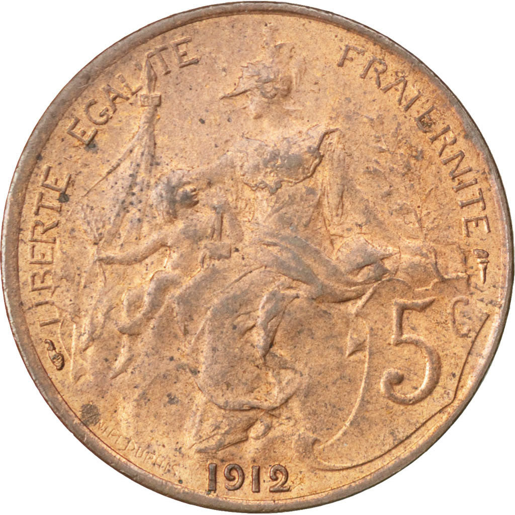 Moneta, Francia, Dupuis, 5 Centimes, 1912, SPL-, Bronzo, KM:842, Gadoury:165