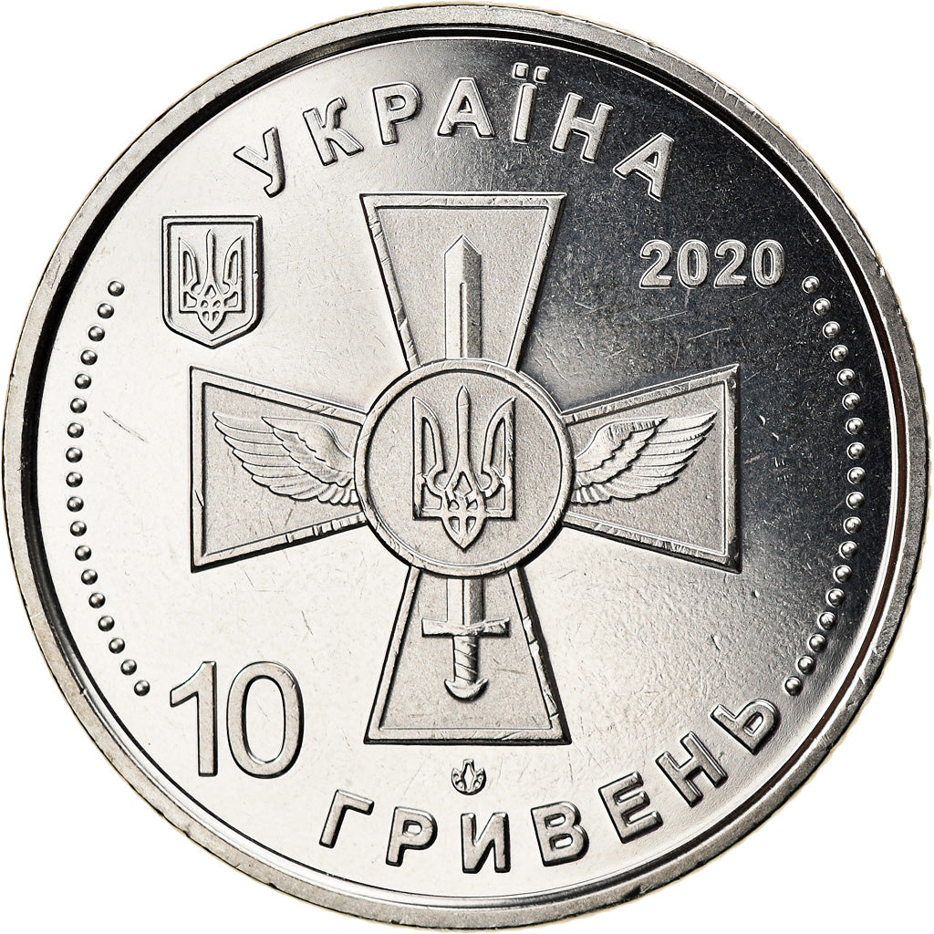 Coin, Ukraine, Forces de l'air, 10 Hryven, 2020, MS(63), Zinc alloy