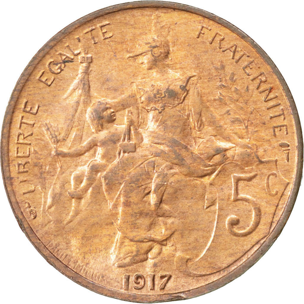 Coin, France, Dupuis, 5 Centimes, 1917, MS(60-62), Bronze, KM:842, Gadoury:165