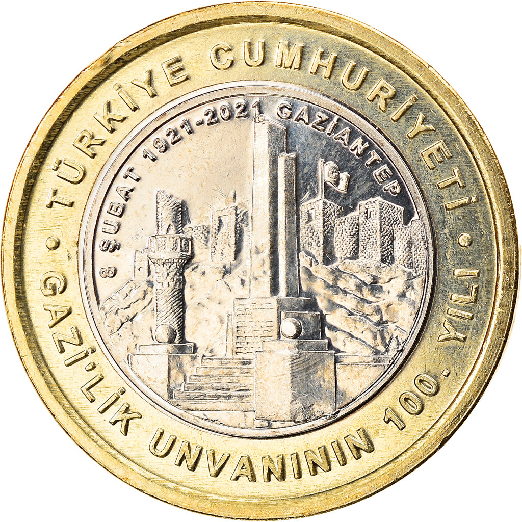 Coin, Turkey, Gaziantep, Lira, 2021, MS(63), Bi-Metallic