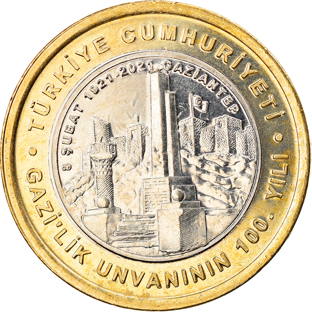 Coin, Turkey, Gaziantep, Lira, 2021, MS(63), Bi-Metallic