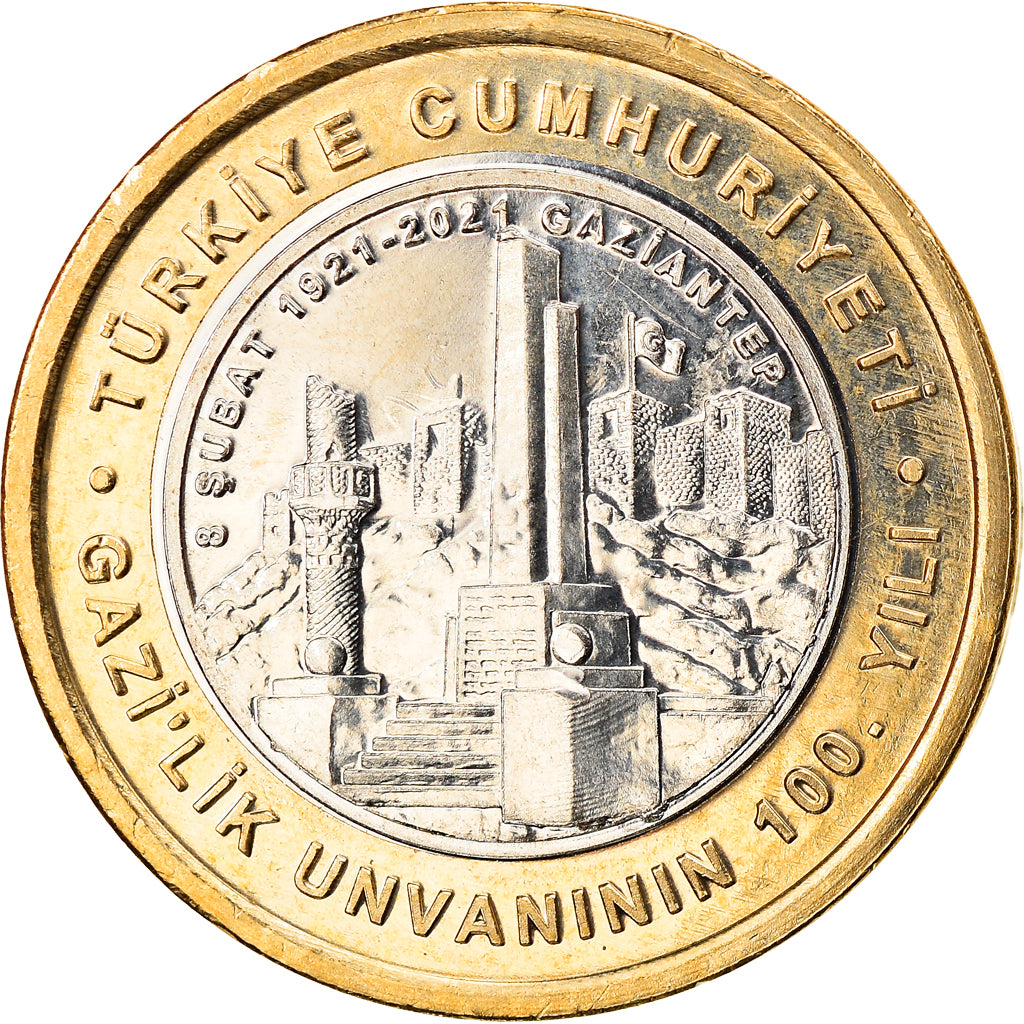 Coin, Turkey, Gaziantep, Lira, 2021, MS(63), Bi-Metallic