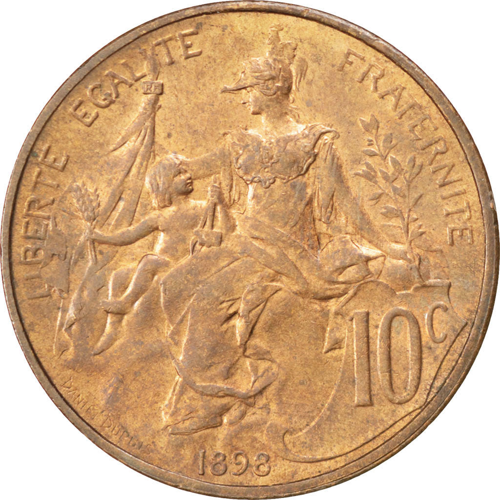 FRANCE, Dupuis, 10 Centimes, 1898, Paris, KM #843, MS(60-62), Bronze, 30,...