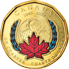 Coin, Canada, Chartre de l'ONU, Dollar, 2020, Colorized, MS(63), Brass plated