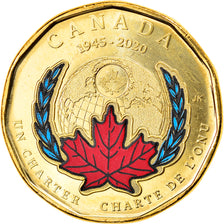 Coin, Canada, Chartre de l'ONU, Dollar, 2020, Colorized, MS(63), Brass plated