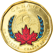 Moneta, Canada, Chartre de l'ONU, Dollar, 2020, Colorized, MS(63), Mosiądz