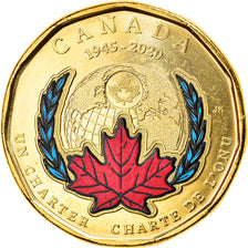 Coin, Canada, Chartre de l'ONU, Dollar, 2020, Colorized, MS(63), Brass plated