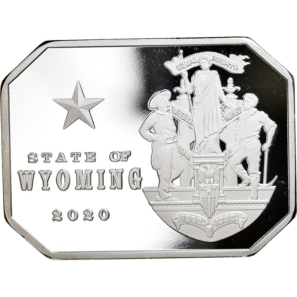 Moneda, Estados Unidos, Wyoming, 20 Dollars, 2020, FDC, Plata recubierta de
