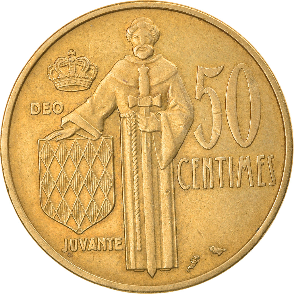 Coin, Monaco, Rainier III, 50 Centimes, 1962, EF(40-45), Aluminum-Bronze