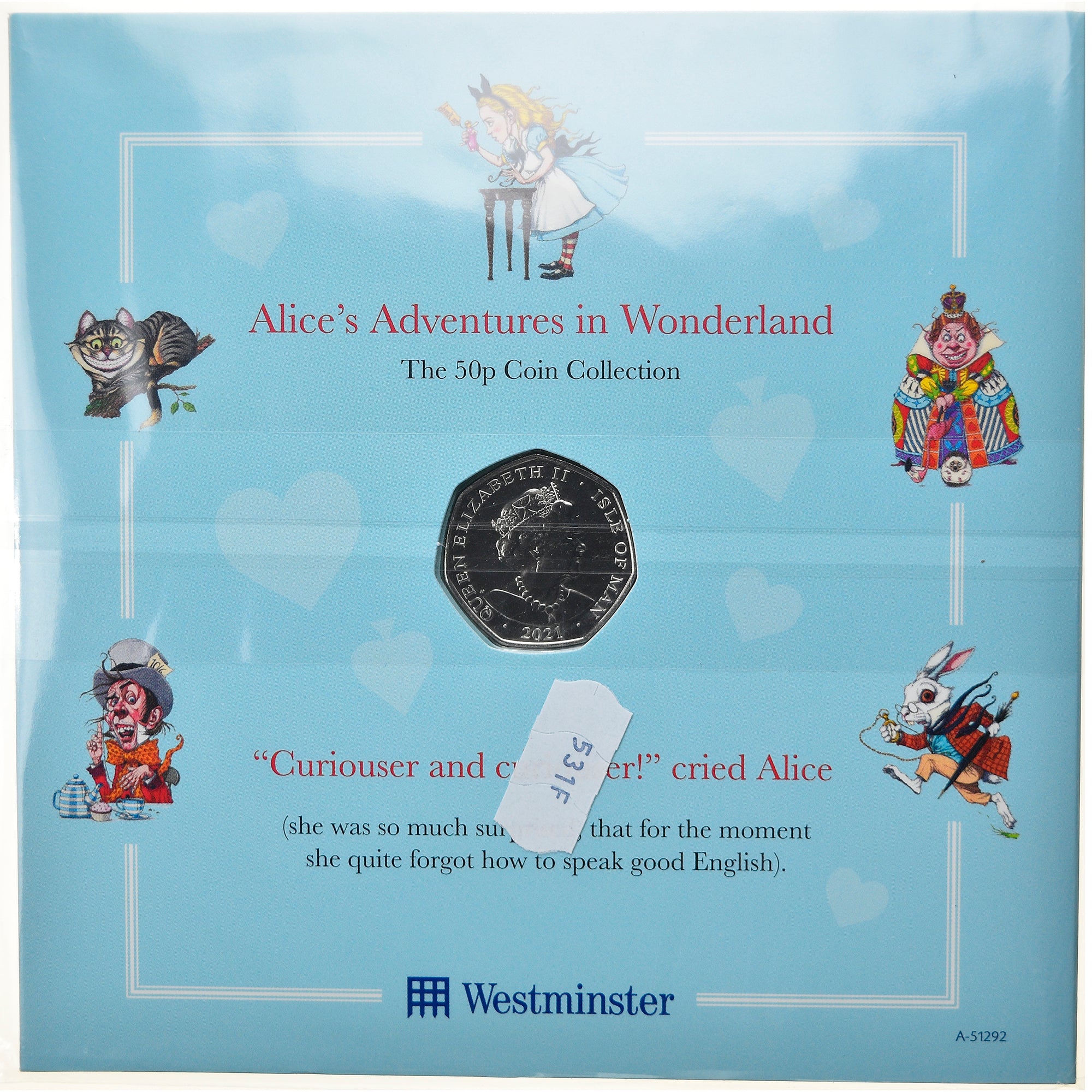 Moeda, Ilha de Man, Alice, 50 Pence, 2021, Set, MS(65-70), Cobre-níquel