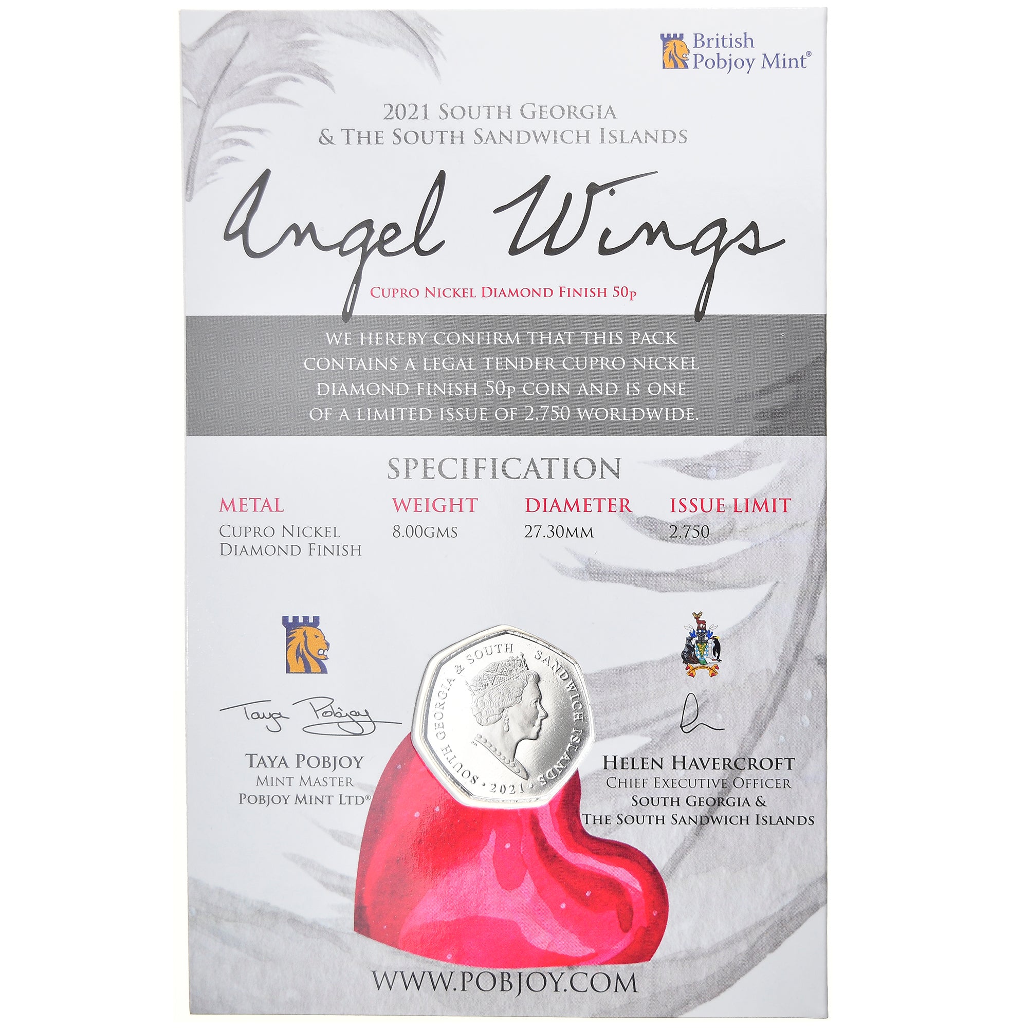 Monnaie, South Georgia and the South Sandwich Islands, Angel Wings, 50 Pence