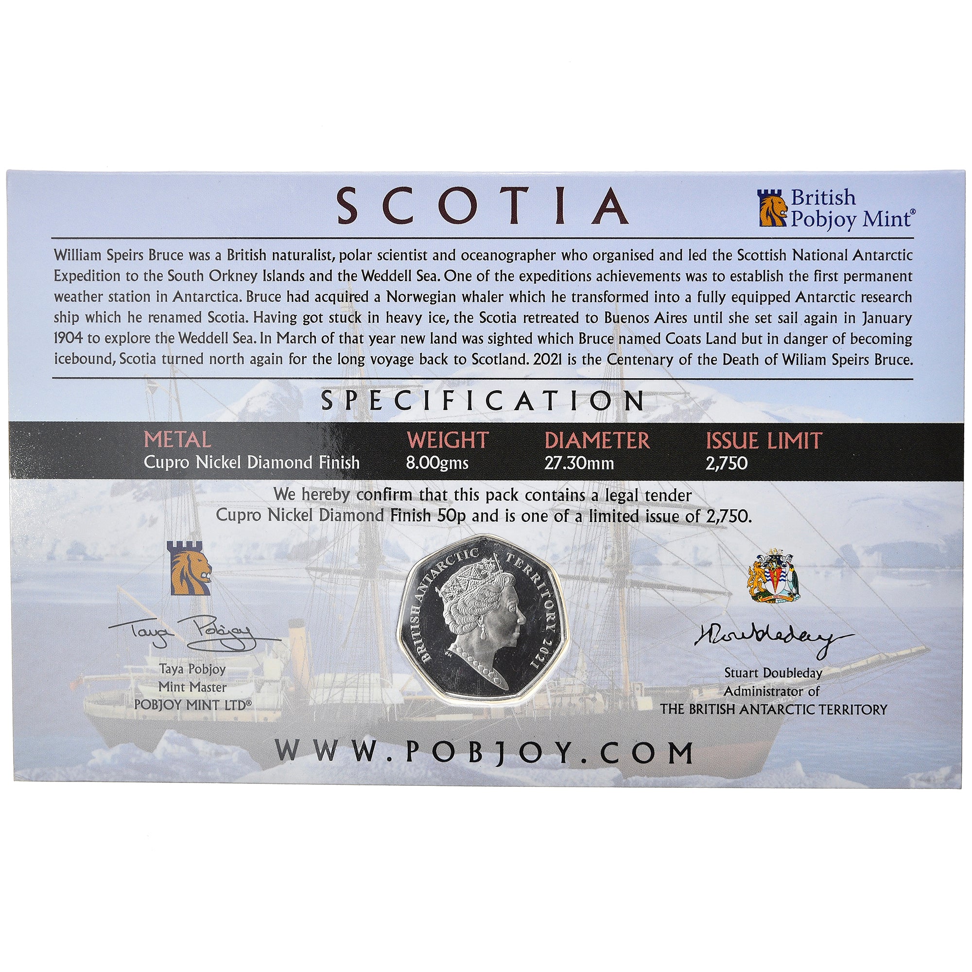 Coin, South Georgia and the South Sandwich Islands, Scotia, 50 Pence, 2021