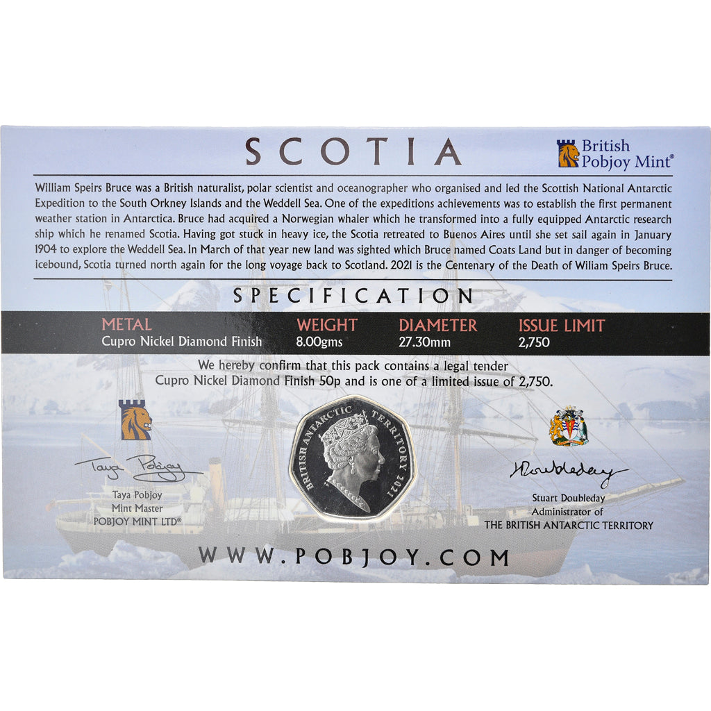 Moneda, Islas Georgias del Sur y Sandwich del Sur, Scotia, 50 Pence, 2021, FDC