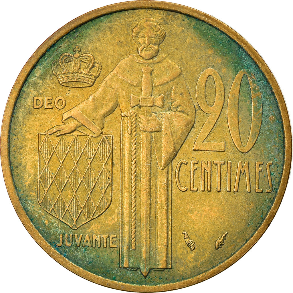 Coin, Monaco, Rainier III, 20 Centimes, 1976, EF(40-45), Aluminum-Bronze