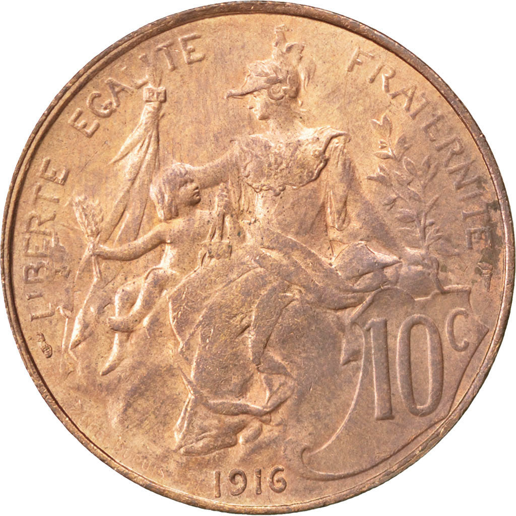 Coin, France, Dupuis, 10 Centimes, 1916, AU(55-58), Bronze, KM:843, Gadoury:277