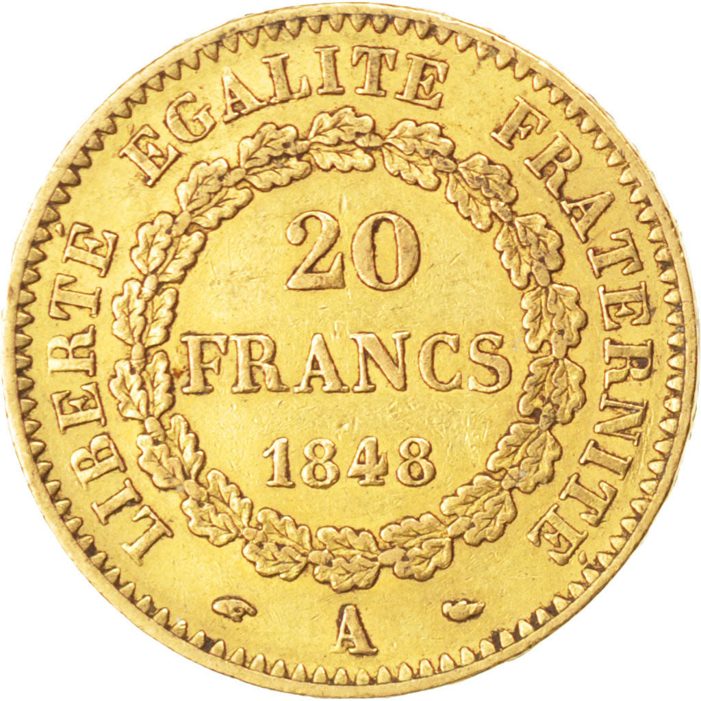 IIème République, 20 Francs Or Génie 1848 A, KM 757