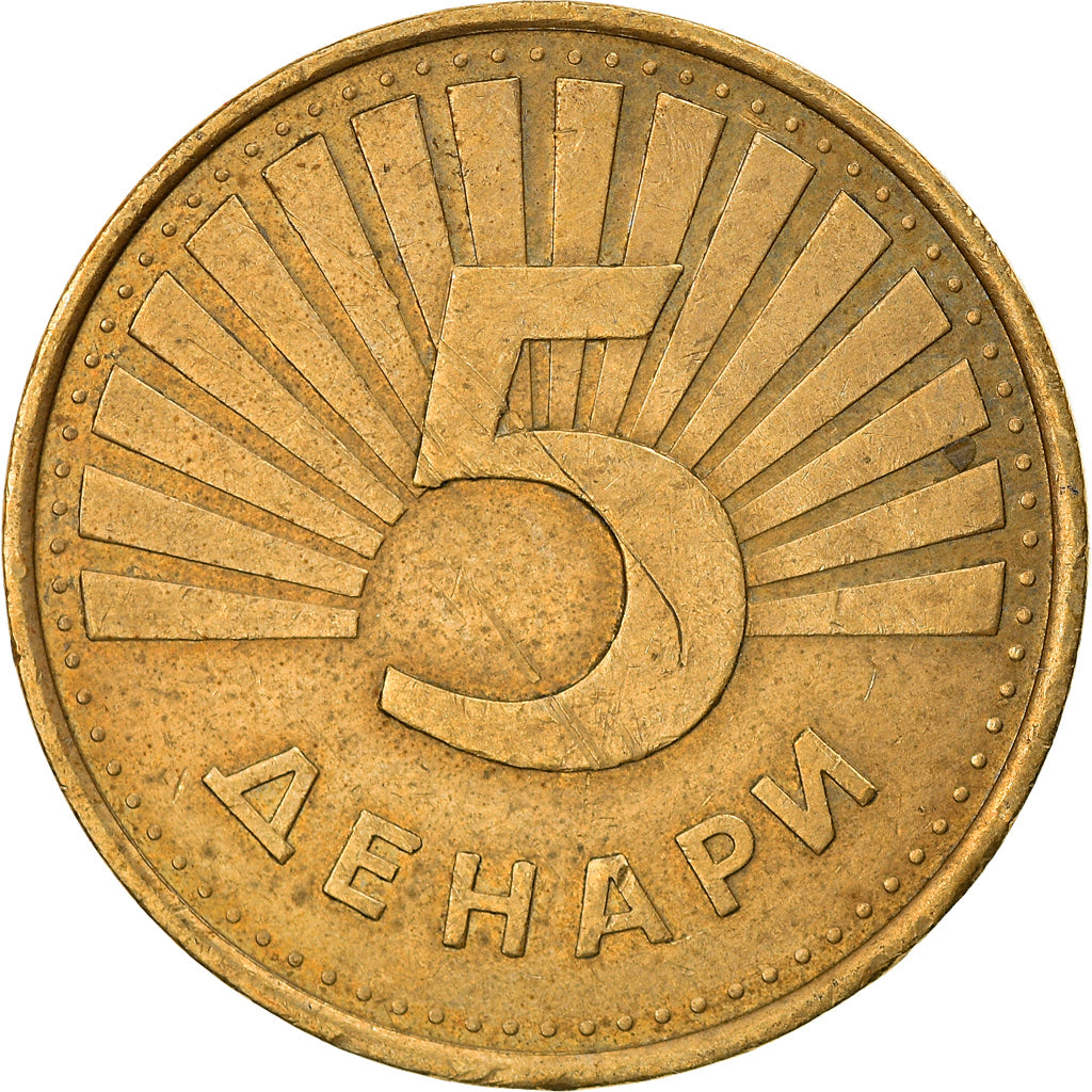 Coin, Macedonia, 5 Denari, 2006, EF(40-45), Brass, KM:4