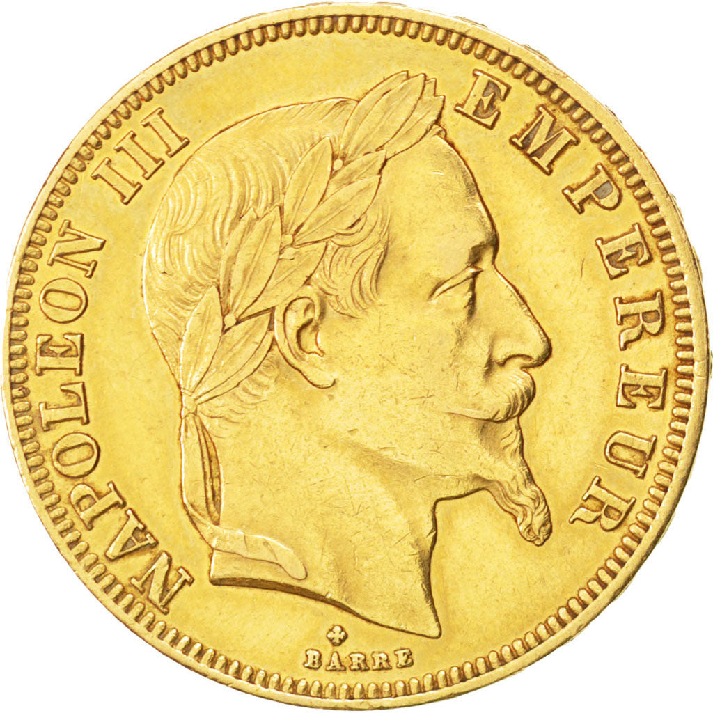 FRANCE, Napoléon III, 50 Francs, 1862, Strasbourg, KM #804.2, AU(55-58), Gold, G