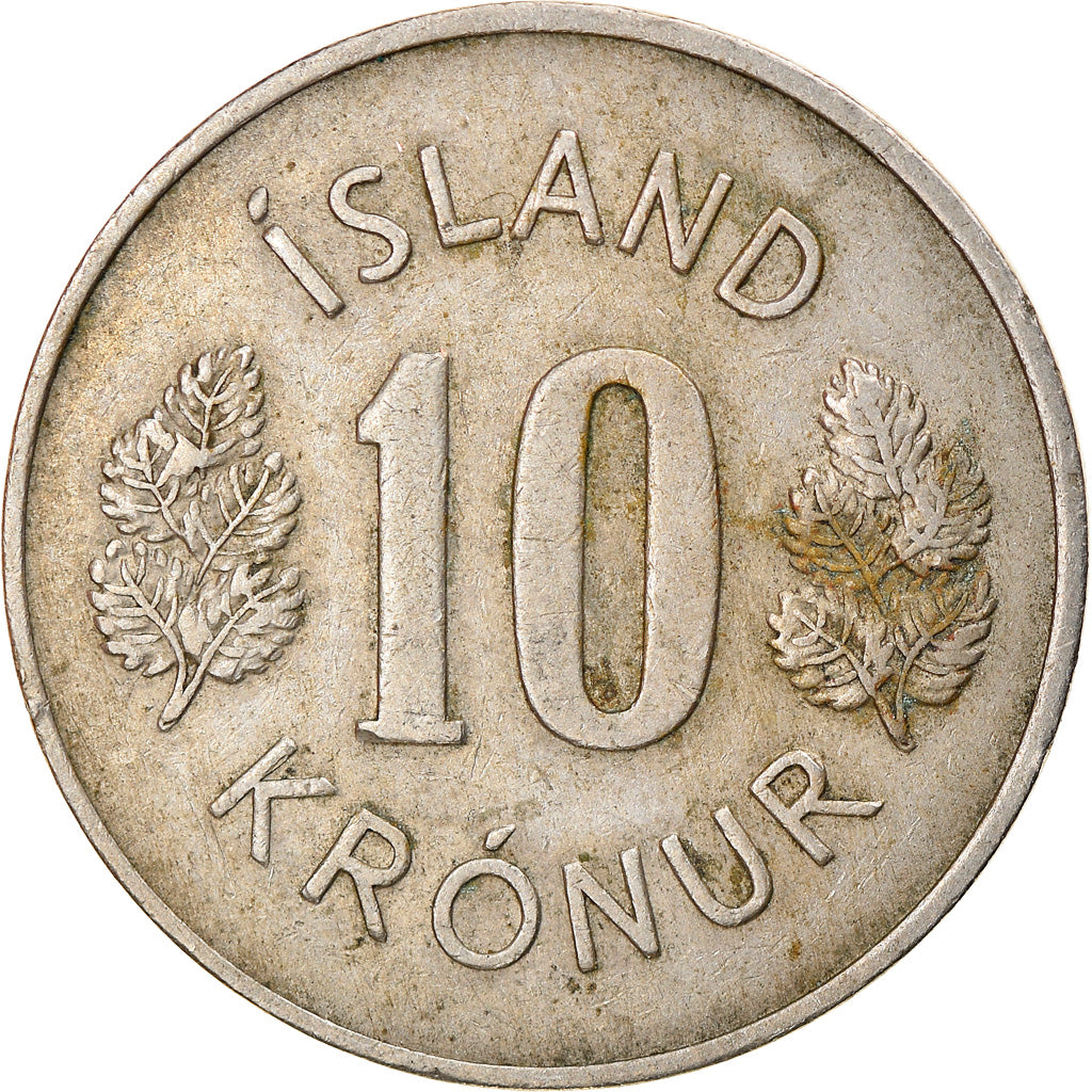 Munten, IJsland, 10 Kronur, 1967, ZF, Copper-nickel, KM:15