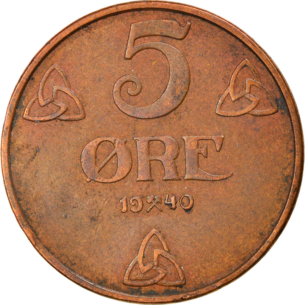 Coin, Norway, Haakon VII, 5 Öre, 1940, Kongsberg, EF(40-45), Bronze, KM:368
