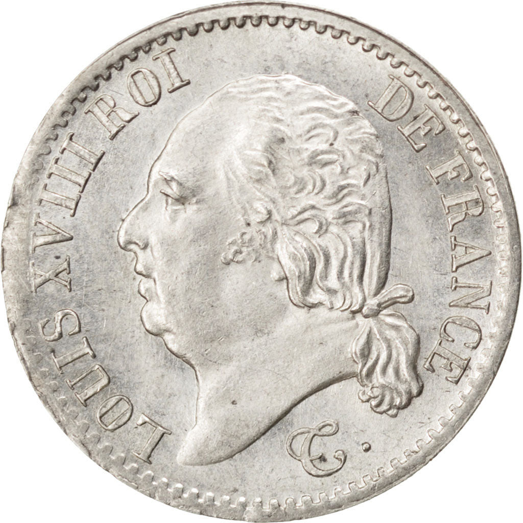 FRANCE, Louis XVIII, 1/4 Franc, 1819, Paris, KM #714.1, graded, PCGS, , Silver,.