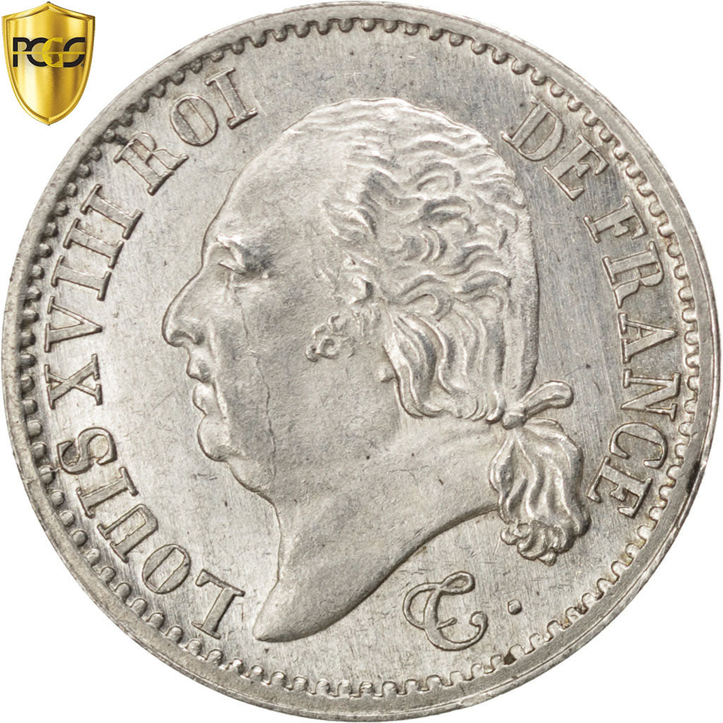 France, Louis XVIII, 1/4 Franc, 1821, Paris, KM:714.1, PCGS MS64