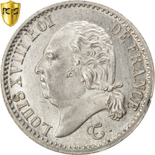 France, Louis XVIII, 1/4 Franc, 1821, Paris, KM:714.1, PCGS MS64