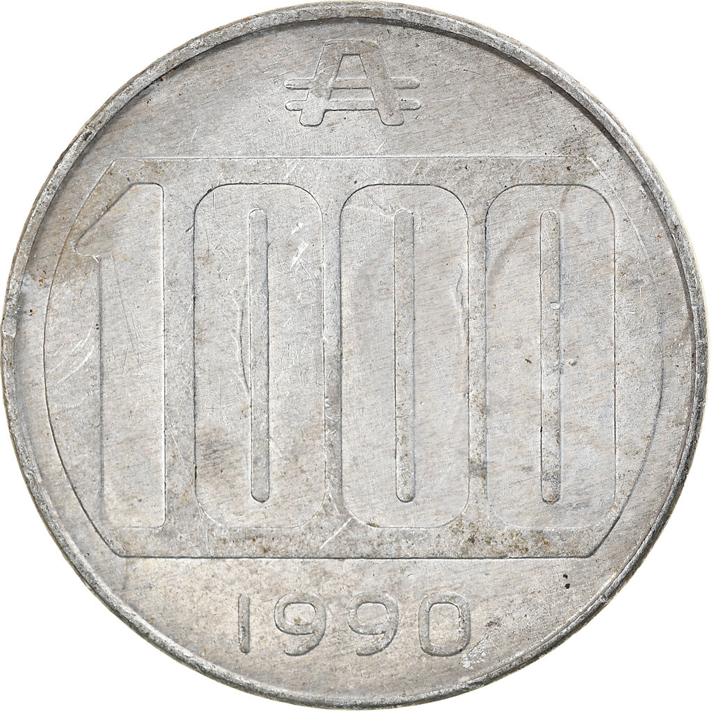 Coin, Argentina, 1000 Australes, 1990, EF(40-45), Aluminum, KM:105