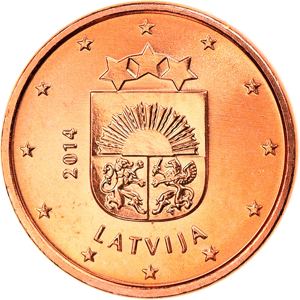 Latvia, Euro Cent, 2014, MS(64), Copper Plated Steel