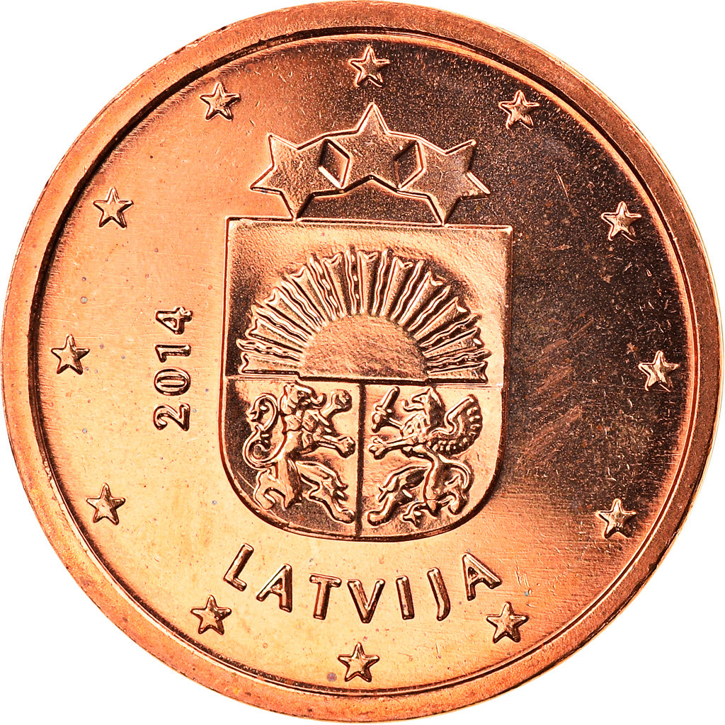 Latvia, 2 Euro Cent, 2014, MS(64), Copper Plated Steel