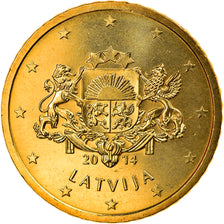 Łotwa, 50 Euro Cent, 2014, MS(64), Mosiądz