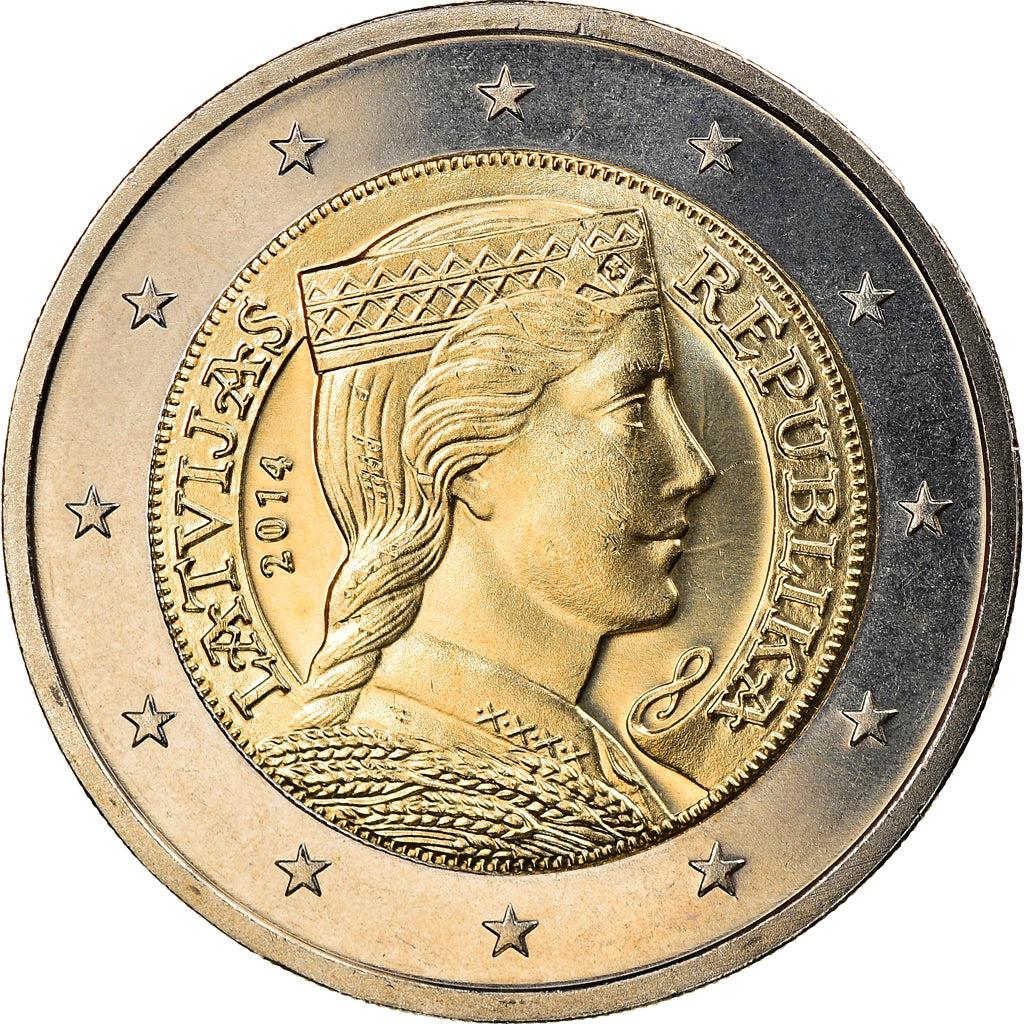 Latvia, 2 Euro, 2014, MS(64), Bi-Metallic