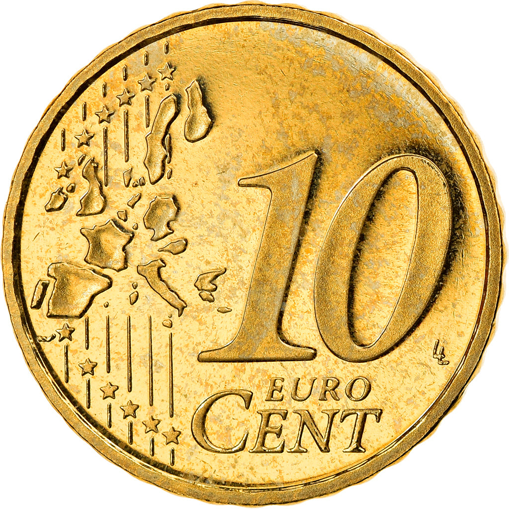 ALEMANHA - REPÚBLICA FEDERAL, 10 Euro Cent, 2002, Karlsruhe, MS(65-70), Latão