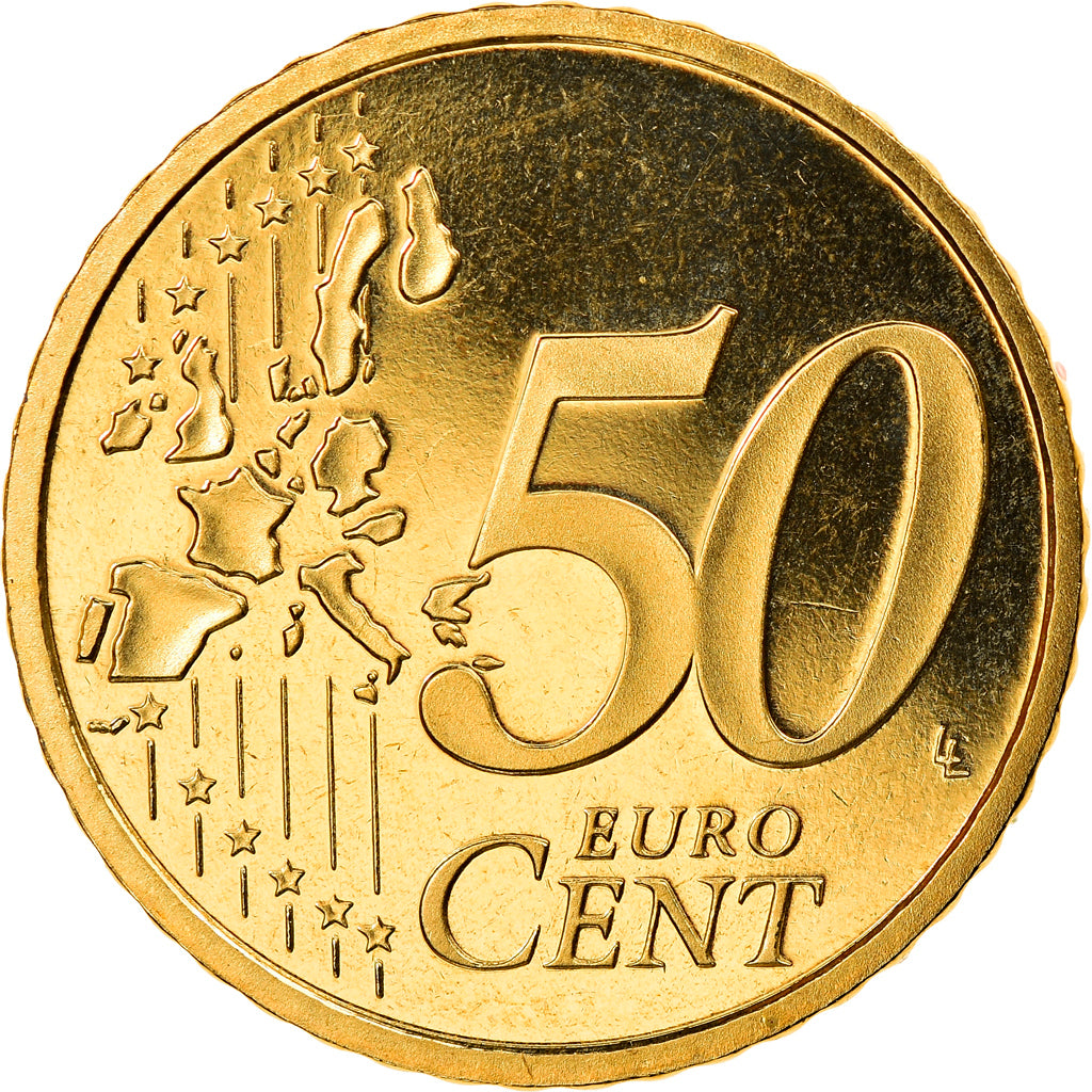 GERMANY - FEDERAL REPUBLIC, 50 Euro Cent, 2002, Karlsruhe, MS(65-70), Brass