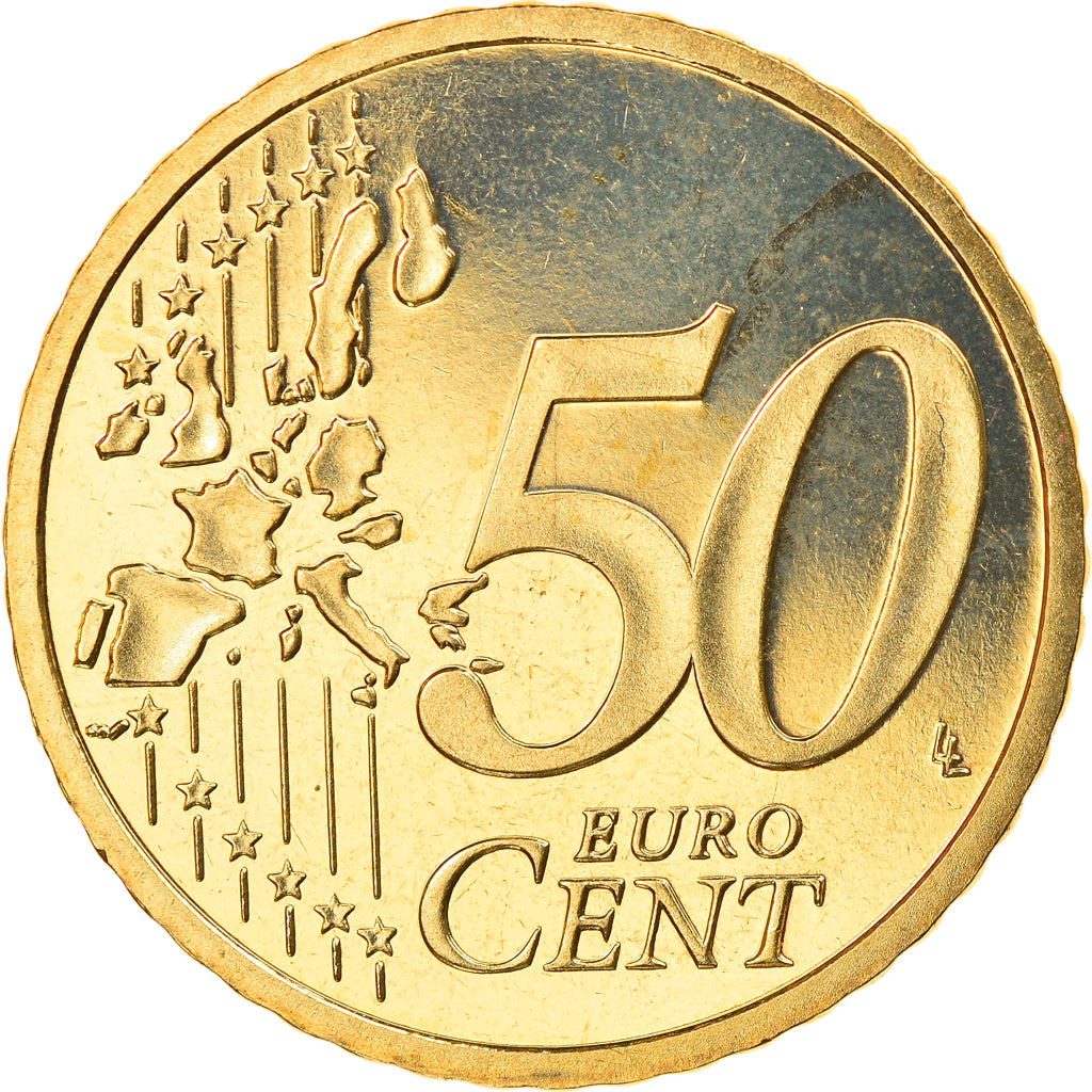GERMANY - FEDERAL REPUBLIC, 50 Euro Cent, 2002, Hambourg, MS(65-70), Brass