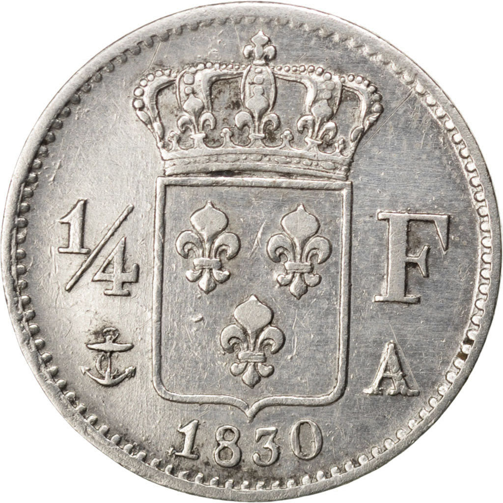 FRANCE, Charles X, 1/4 Franc, 1830, Paris, KM #722.1, EF(40-45), Silver,...