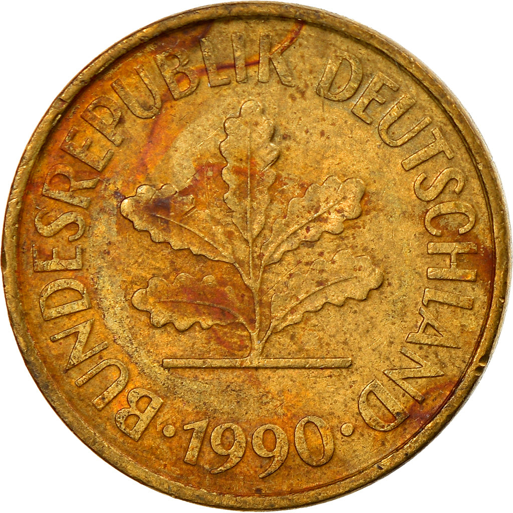 Coin, GERMANY - FEDERAL REPUBLIC, 5 Pfennig, 1990, Berlin, EF(40-45), Brass Clad