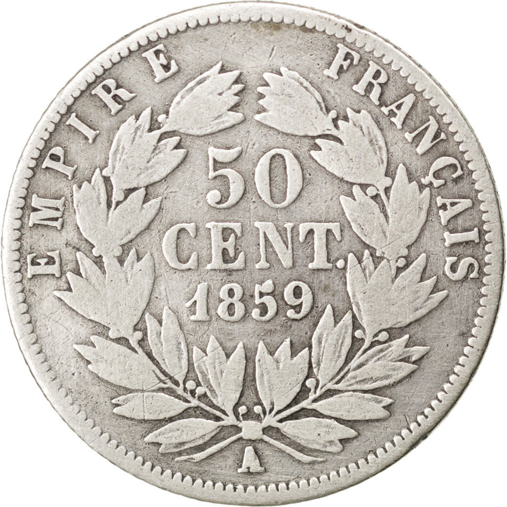Francia, Napoleon III, Napoléon III, 50 Centimes, 1859, Paris, MB, Argento,...