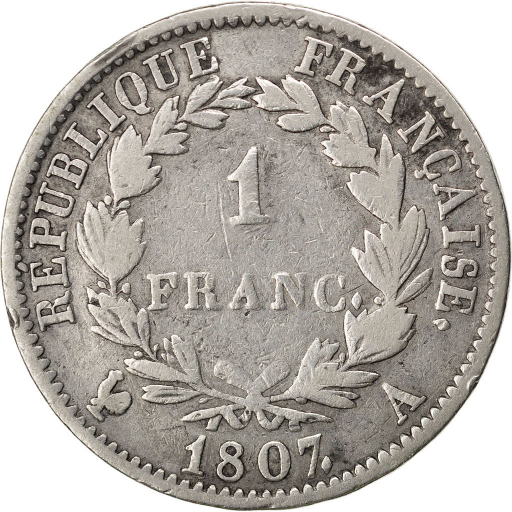 Monnaie, France, Napoléon I, Franc, 1807, Paris, TB, Argent, KM:681