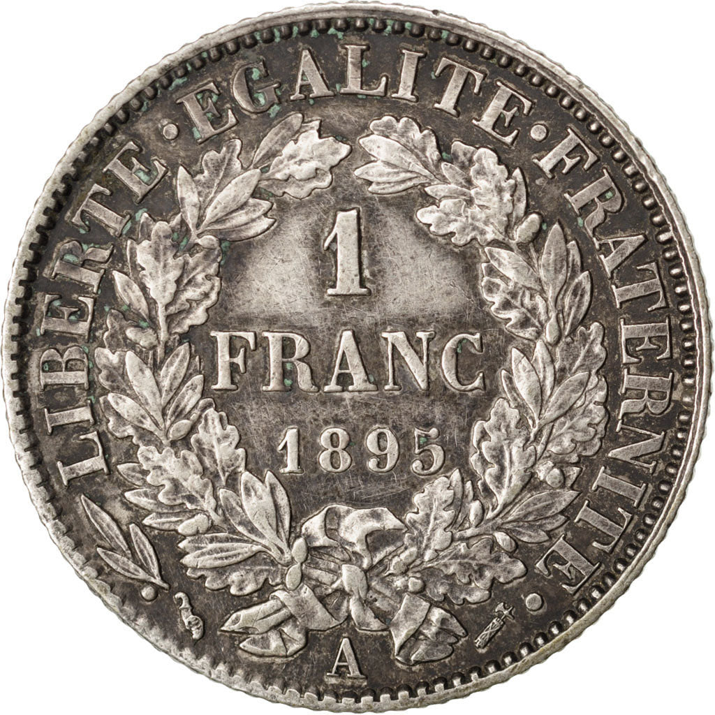 FRANCE, Cérès, Franc, 1895, Paris, KM #822.1, EF(40-45), Silver, 23, Gadoury #..